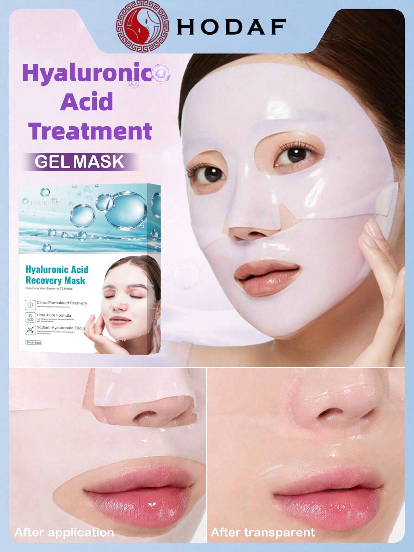 HODAF 5pcs Masker Wajah Hyalur - Luxury Skincare Shop ulasan dan harga
